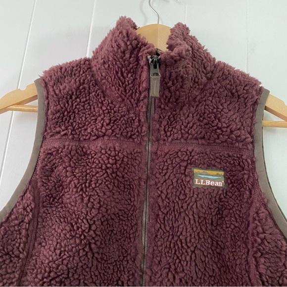 NWT LL Bean Mountain Pile Fleece Vest Sherpa Black Plum Purple Gorpcore Teddy - Picture 7 of 8